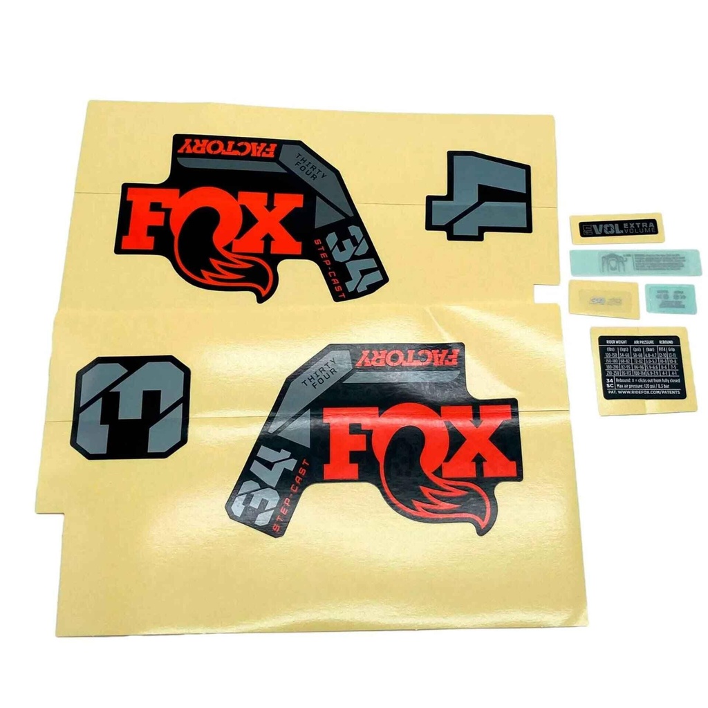 Fox Fork 34 SC Decal Kit: F-S Orange/Black Logo Shiny Black 2022