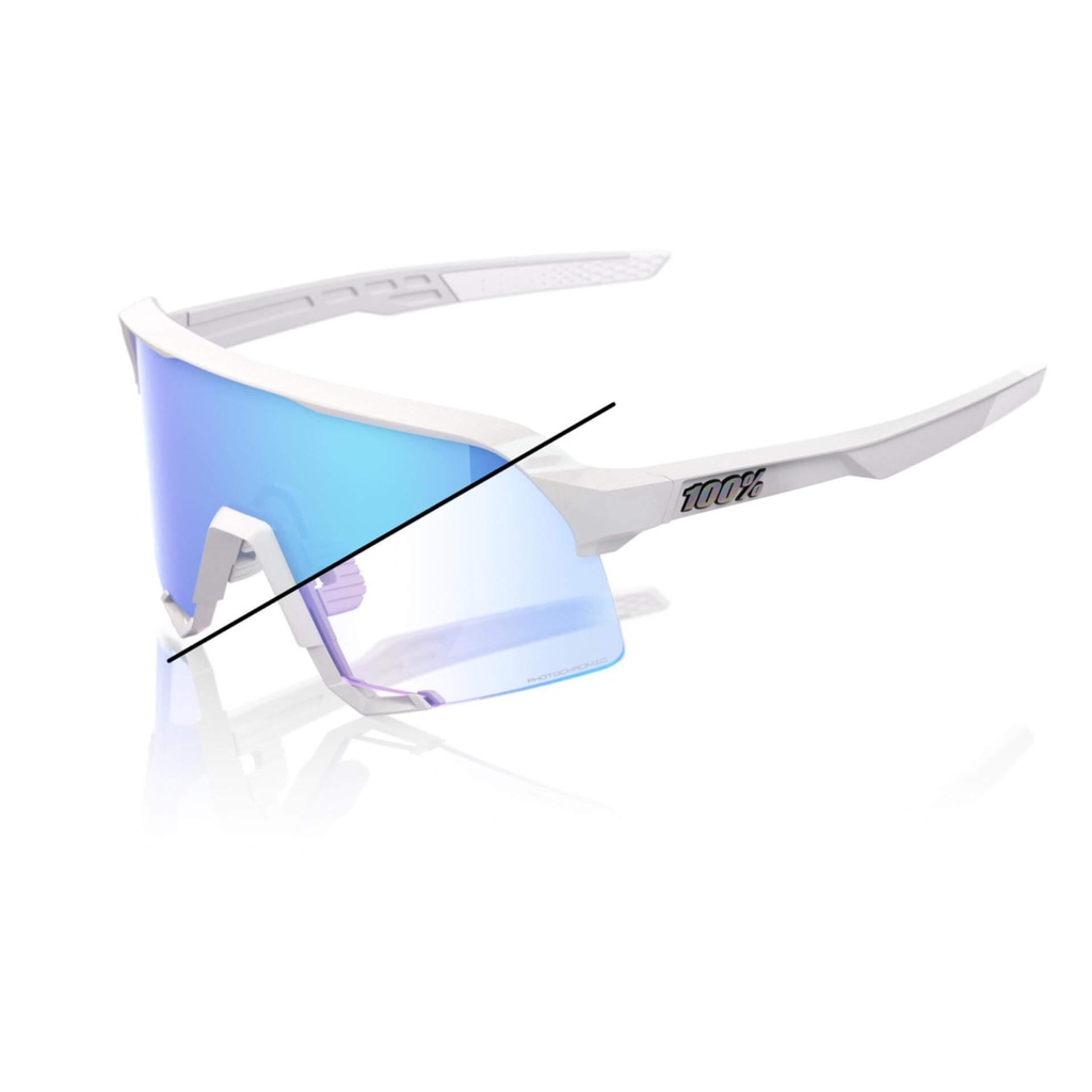 100% S3 Bastille Glasses - Pearl White Glitter / Blue Mirror Photochromic Lens