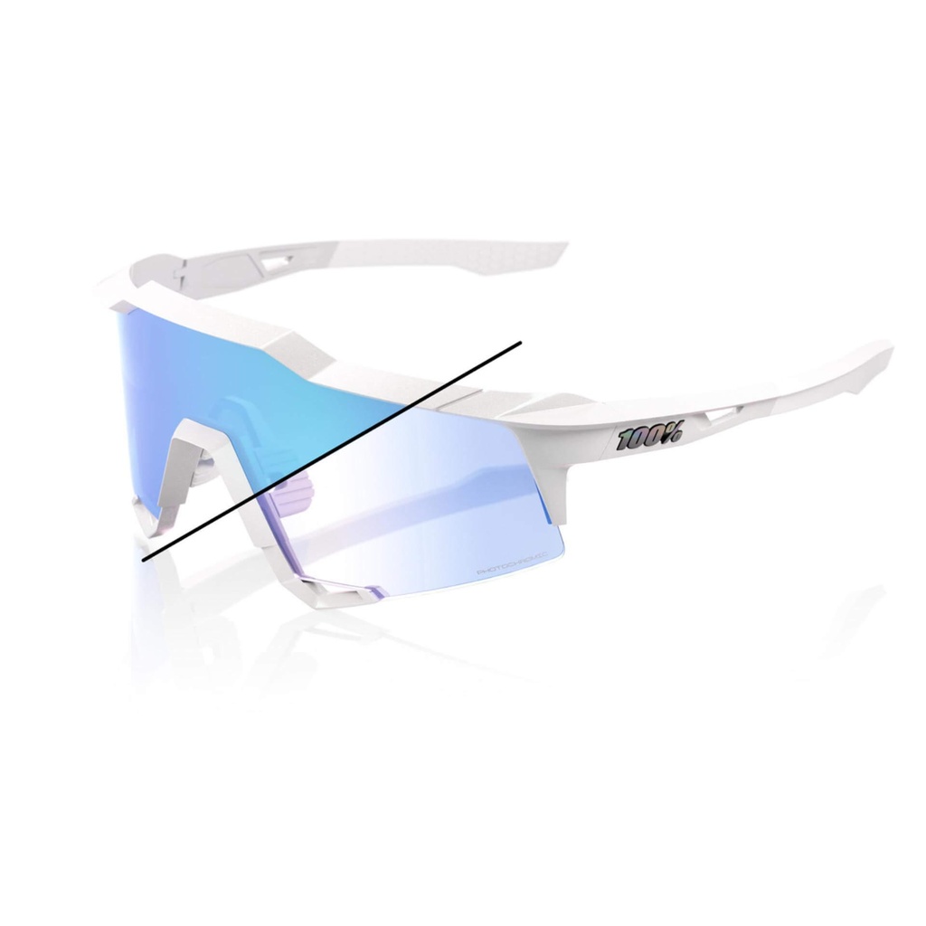 100% Speedcraft Bastille Glasses - Pearl White Glitter/Blue Mirror Photochromic