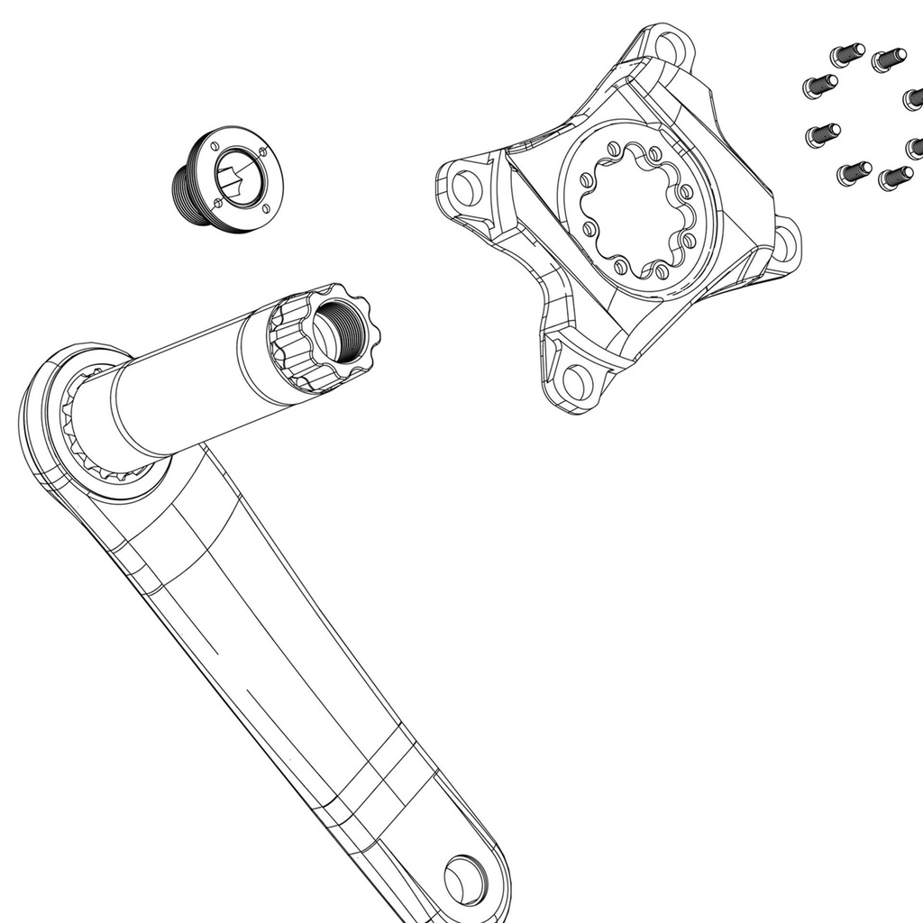 Sram Pedal Assist Bosch Aluminum And Carbon Crank Cap - Including 3 Screws:  