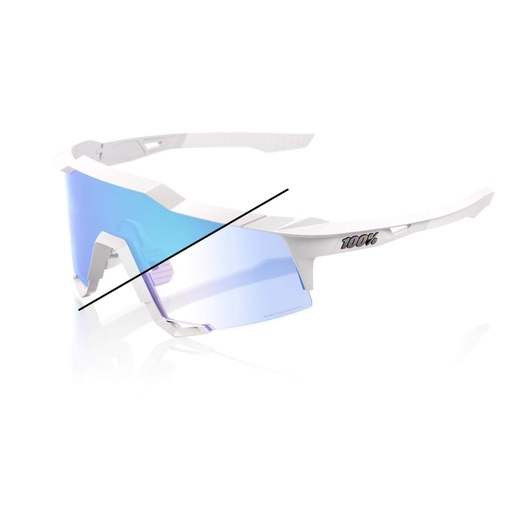 [HP-60007-00038] 100% Speedcraft Bastille Glasses - Pearl White Glitter/Blue Mirror Photochromic