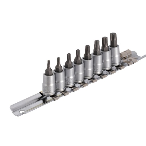 [UN629698] Unior Screwdriver Socket Set With Tx Profile 1/4" On Rail 2024: Black Hx8-Hx19/8