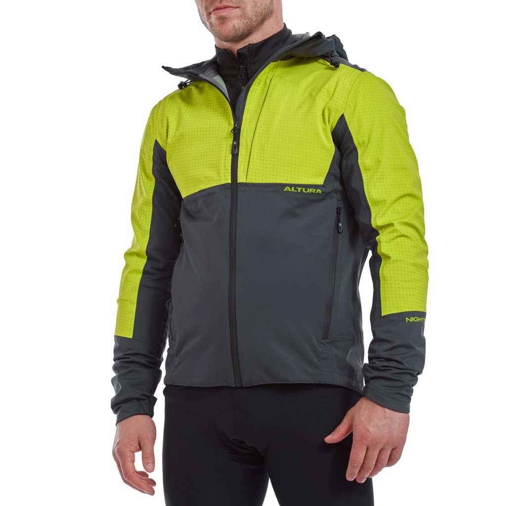 Altura Nightvision Zephyr Mens Waterproof Cycling Jacket 2021: Lime/navy